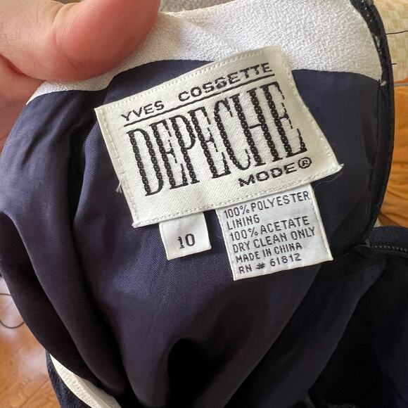 Vintage 80s Yves Cossette Depeche Mode Drop Waist Shift Preppy Dress 10 - Picture 7 of 7